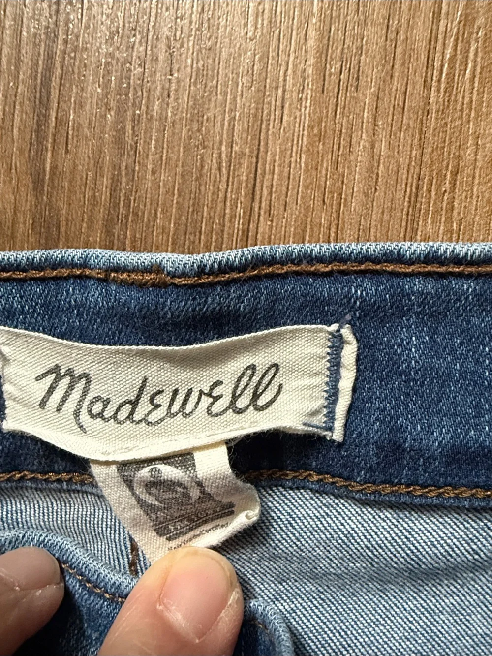 Madewell Blue Ripped Skinny Jeans with Frayed Ankles